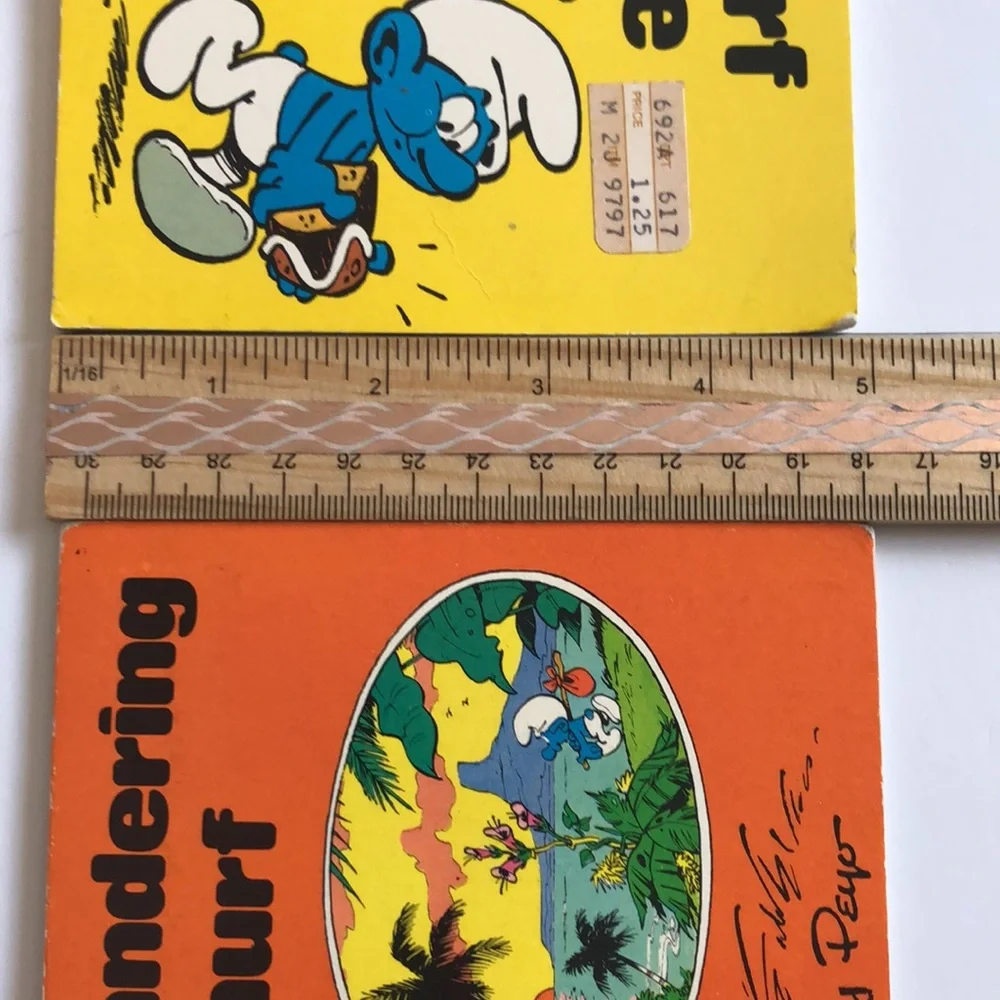 Smurf books 80s Vintage The Wandering Smurf Smurf Cake Book 1980s Vintage SMURFS